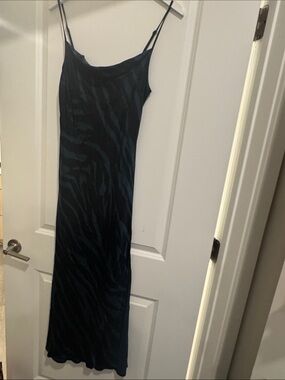 Bella Dahl Navy Zebra-Print Slip Maxi Dress